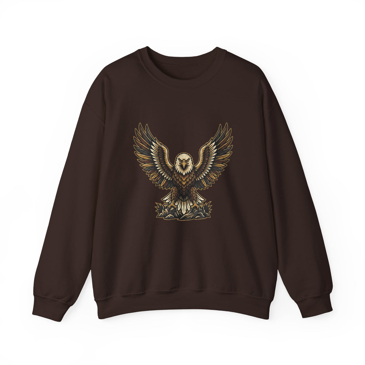 Eagle Graphic Crewneck Sweatshirt — Vintage Bald Eagle Wings Design
