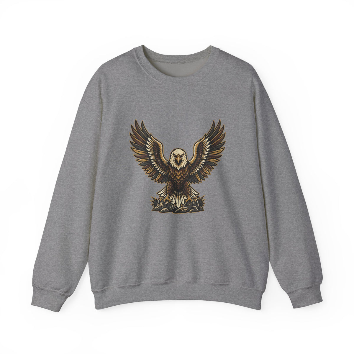 Eagle Graphic Crewneck Sweatshirt — Vintage Bald Eagle Wings Design