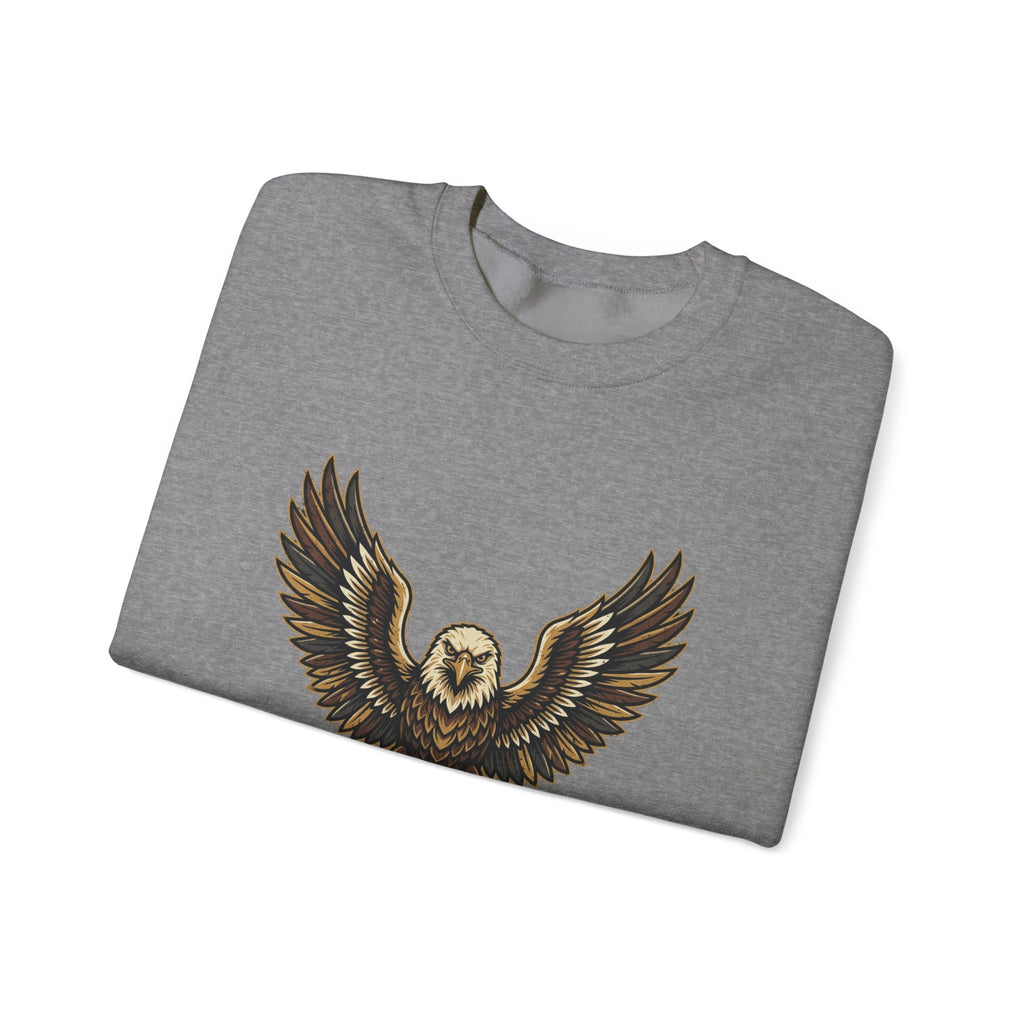 Eagle Graphic Crewneck Sweatshirt — Vintage Bald Eagle Wings Design