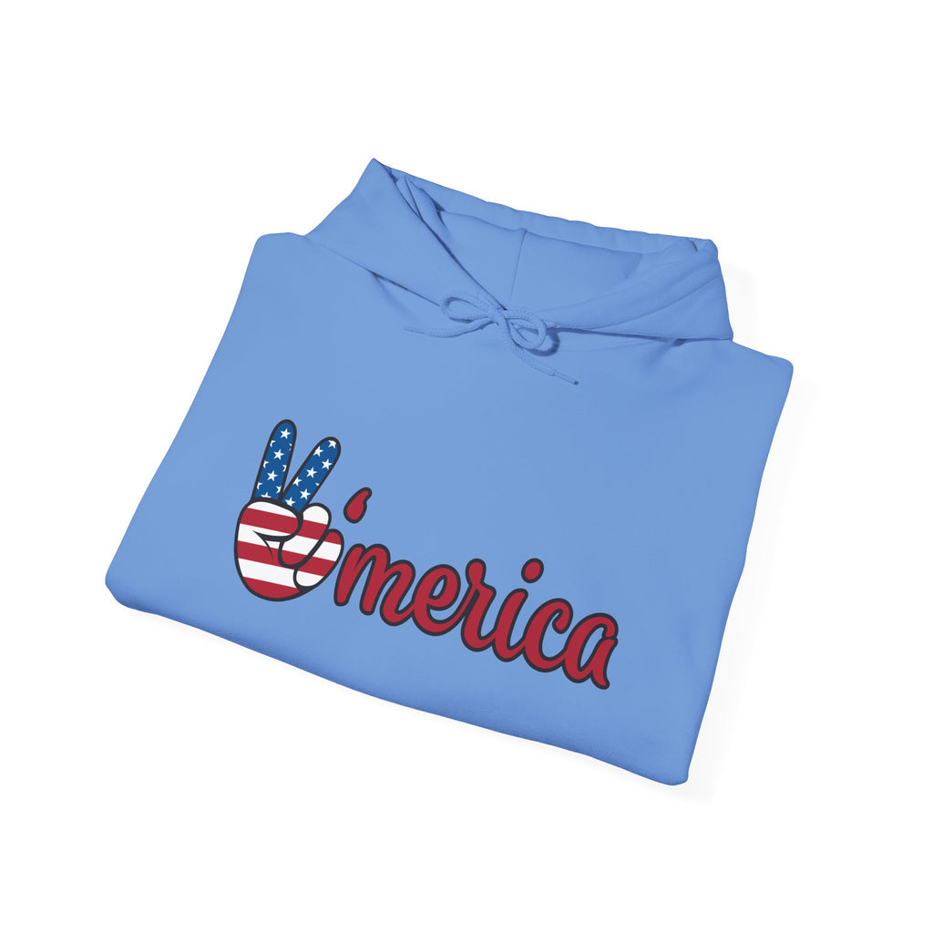'Merica Peace Sign Hoodie — Patriotic American Flag Sweatshirt for 4th of July