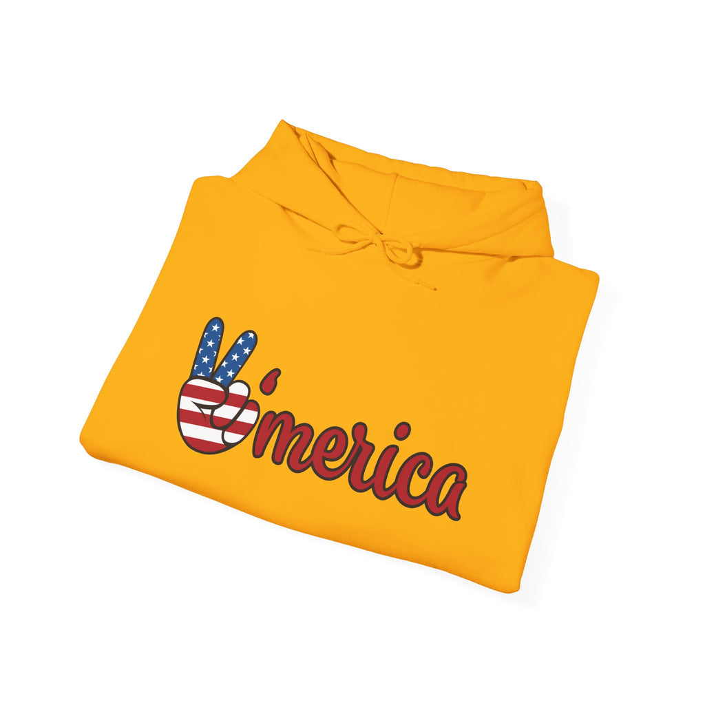 'Merica Peace Sign Hoodie — Patriotic American Flag Sweatshirt for 4th of July