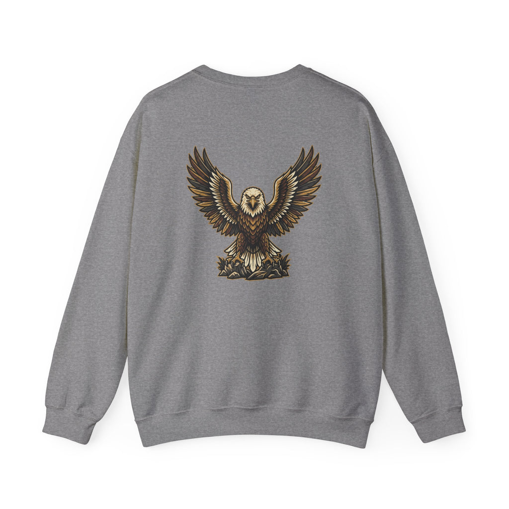 Eagle Graphic Crewneck Sweatshirt — Vintage Bald Eagle Wings Design