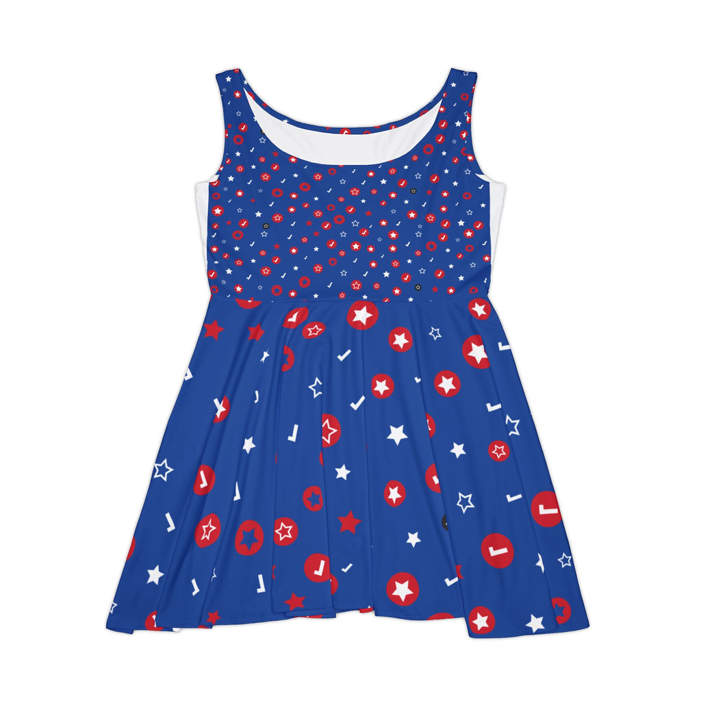 Patriotic Starburst Skater Dress — Red White & Blue AOP