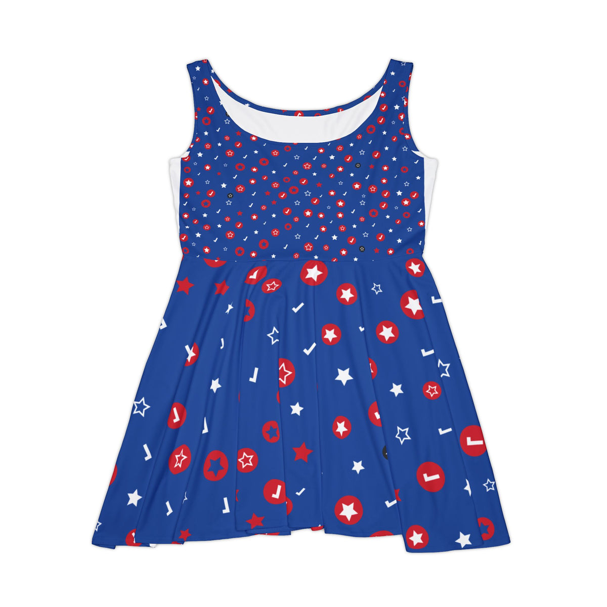 Patriotic Starburst Skater Dress — Red White & Blue AOP