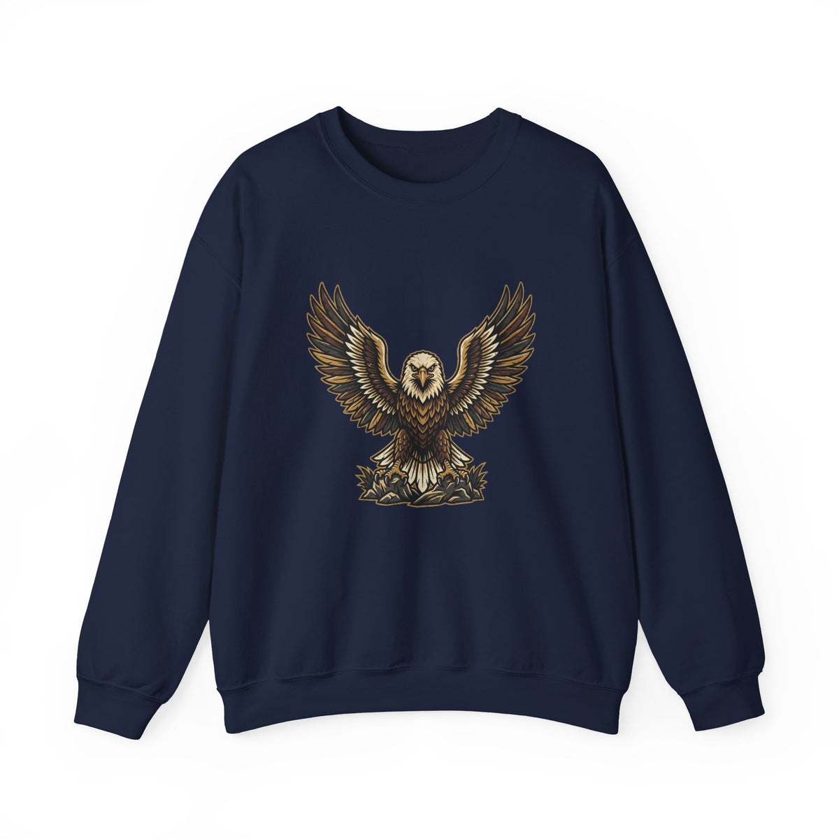 Eagle Graphic Crewneck Sweatshirt — Vintage Bald Eagle Wings Design