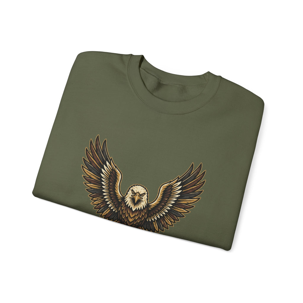 Eagle Graphic Crewneck Sweatshirt — Vintage Bald Eagle Wings Design