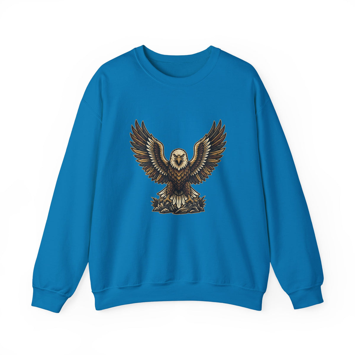 Eagle Graphic Crewneck Sweatshirt — Vintage Bald Eagle Wings Design