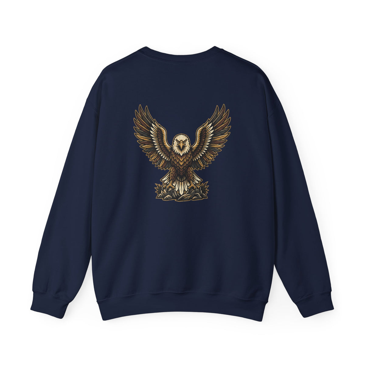 Eagle Graphic Crewneck Sweatshirt — Vintage Bald Eagle Wings Design