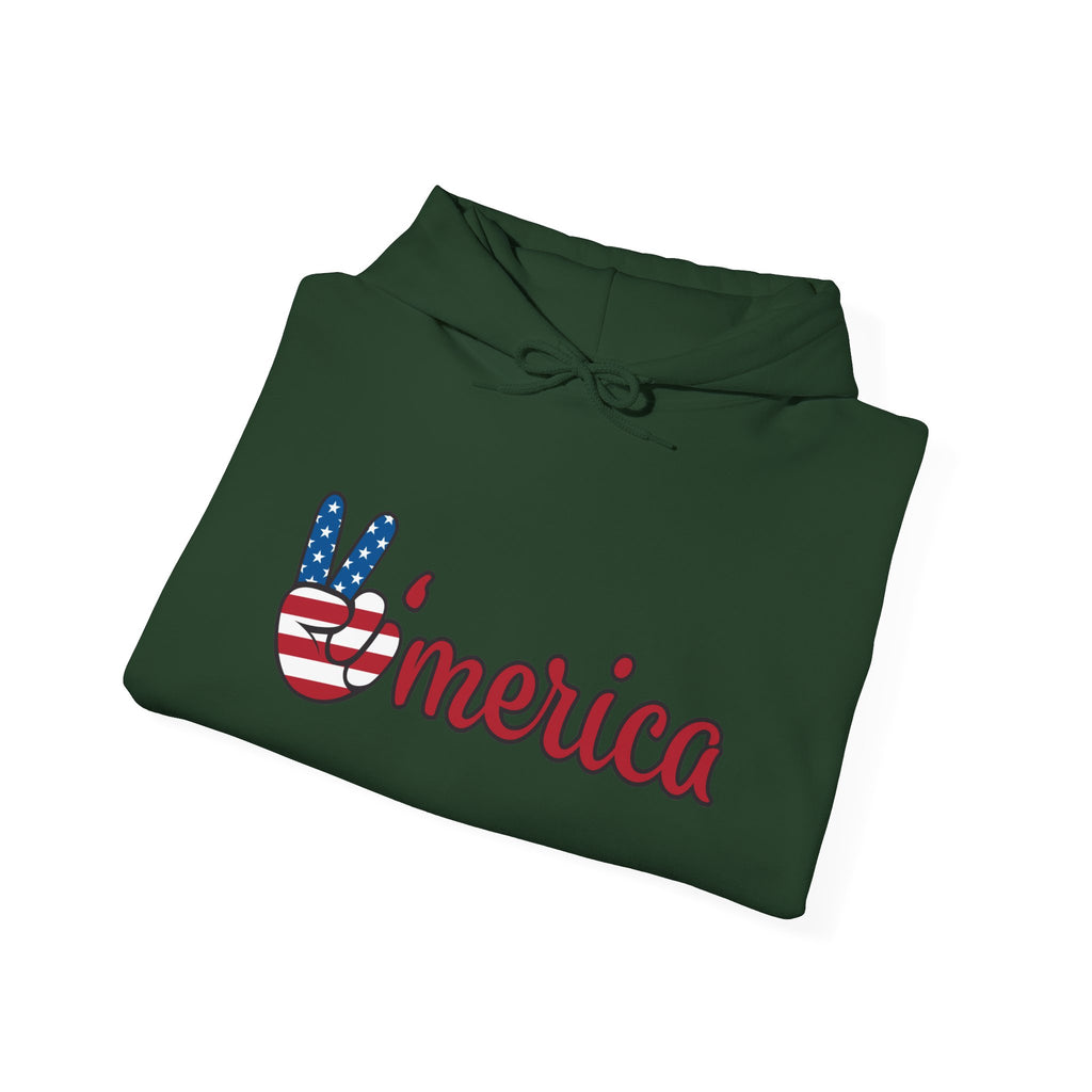 'Merica Peace Sign Hoodie — Patriotic American Flag Sweatshirt for 4th of July