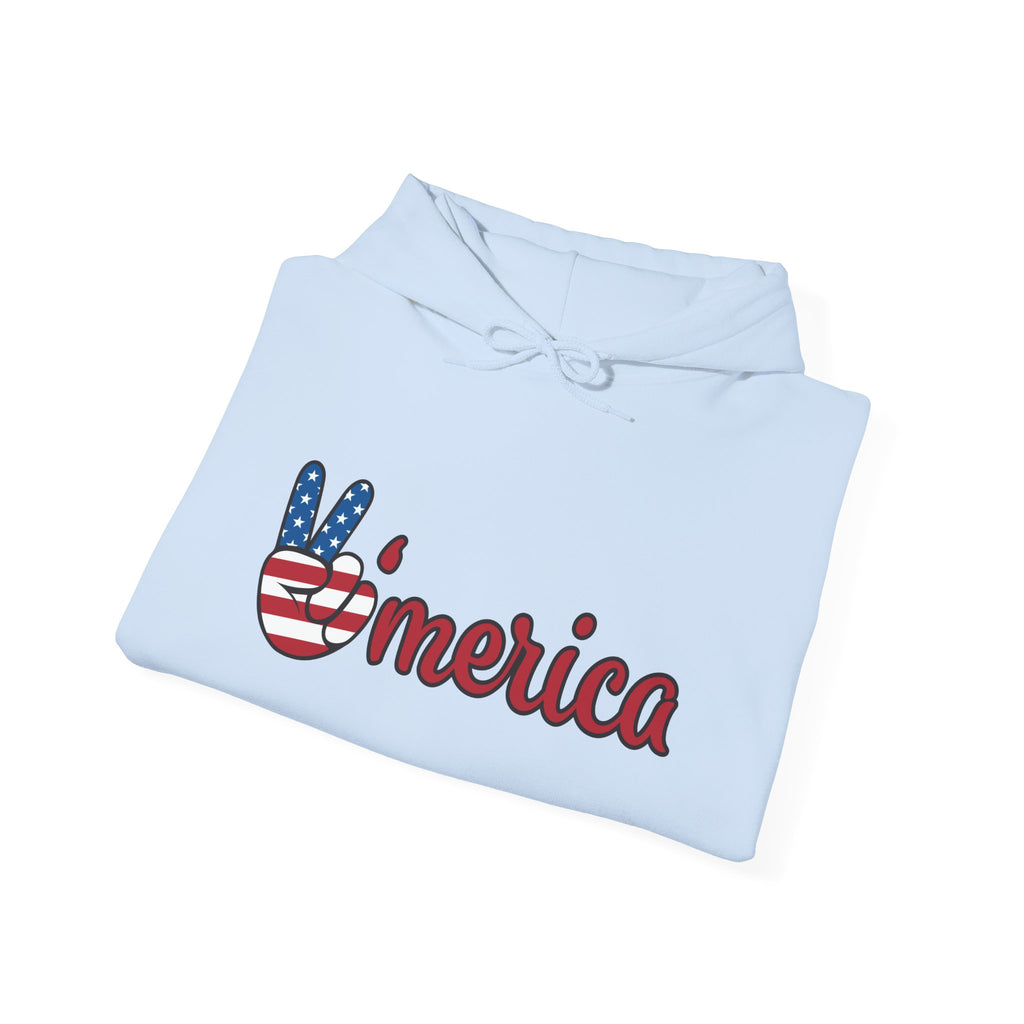'Merica Peace Sign Hoodie — Patriotic American Flag Sweatshirt for 4th of July