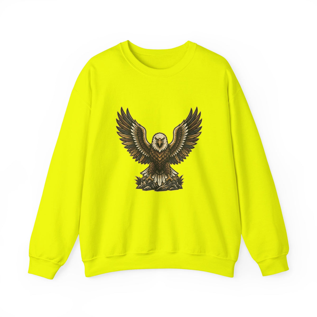 Eagle Graphic Crewneck Sweatshirt — Vintage Bald Eagle Wings Design