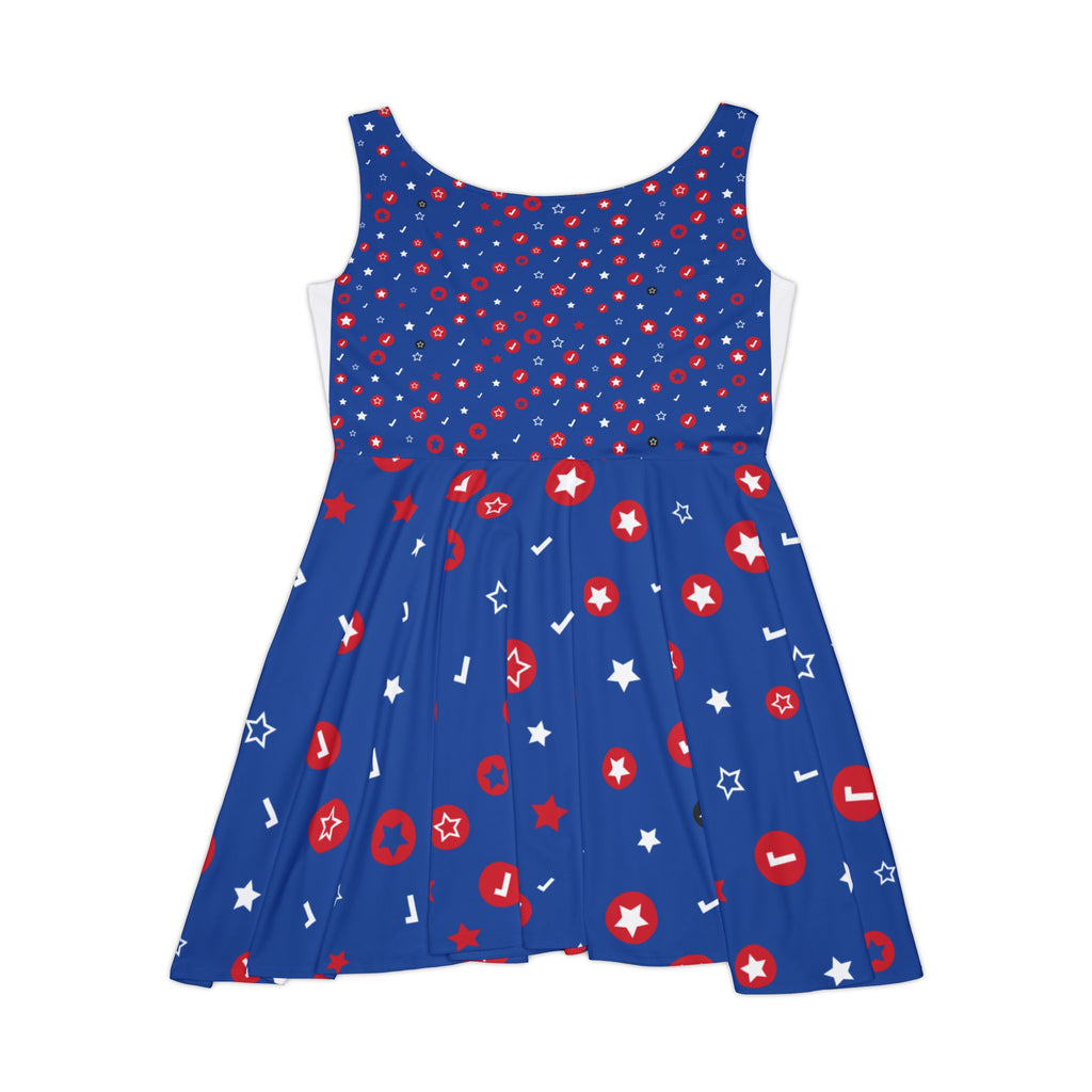 Patriotic Starburst Skater Dress — Red White & Blue AOP
