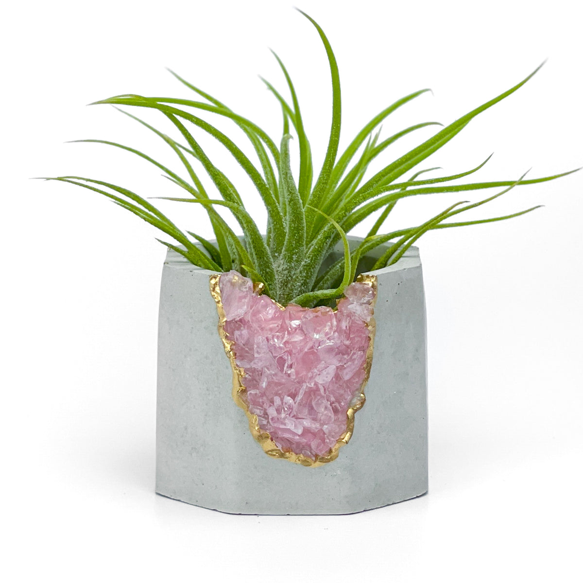 ROSE QUARTZ GEODE PLANTER