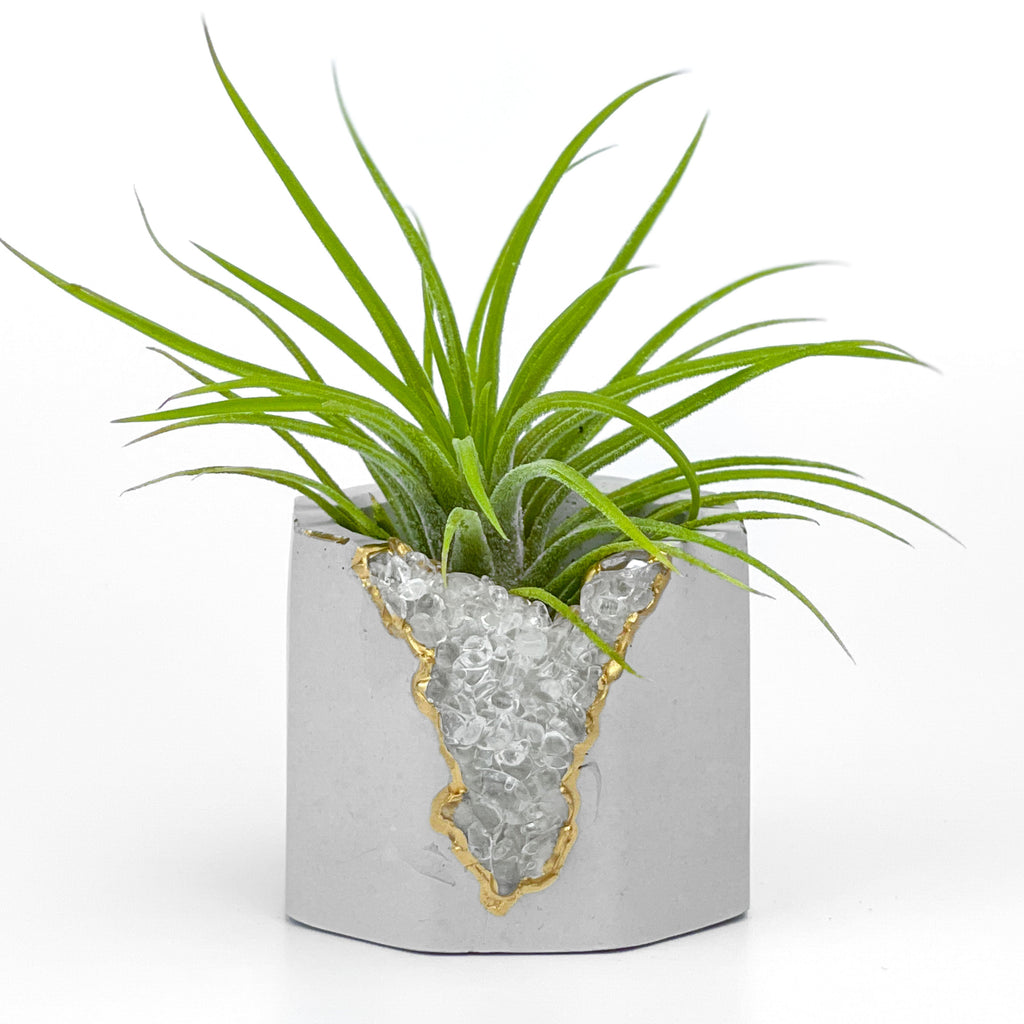CLEAR QUARTZ GEODE PLANTER