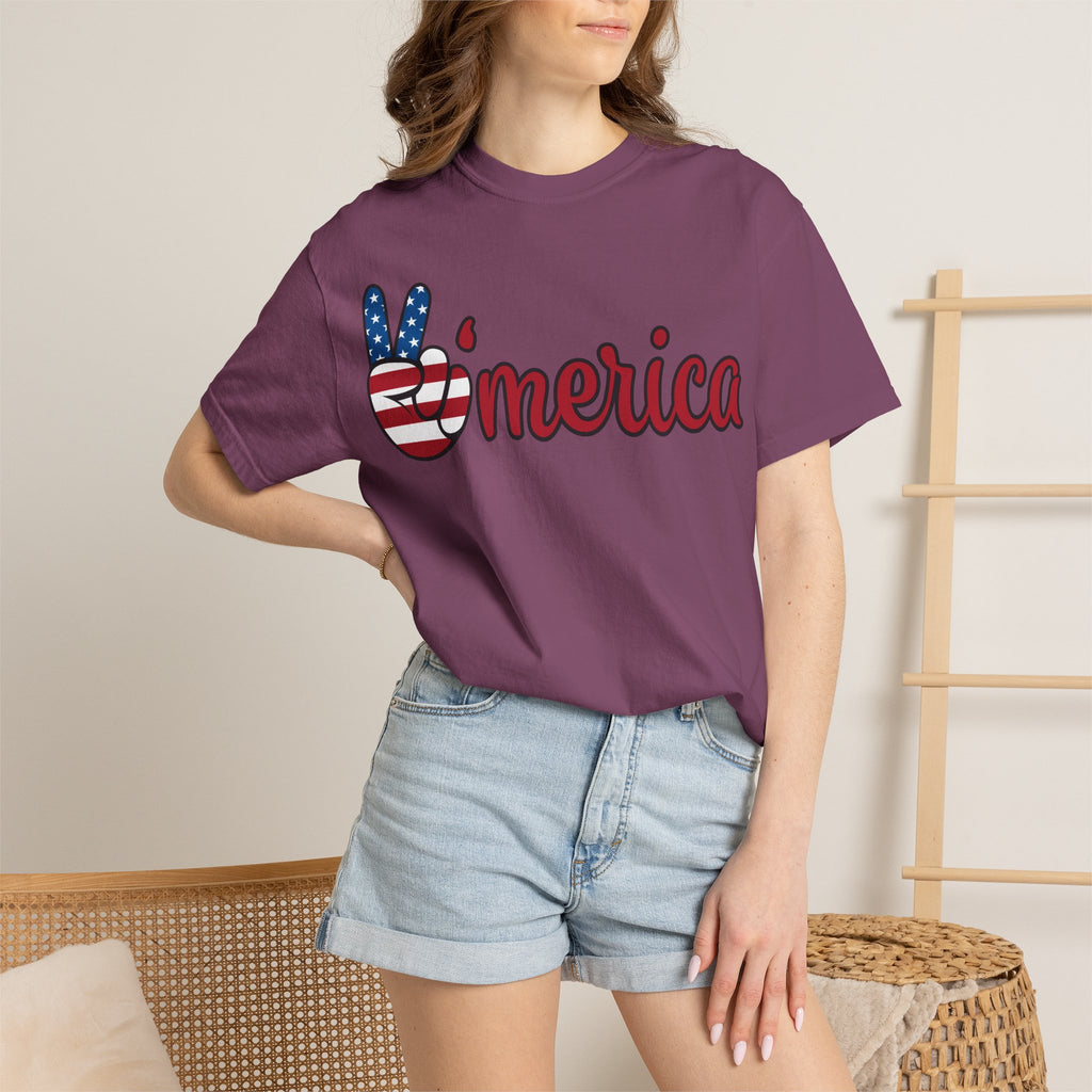 'Merica Flag Peace Sign T-Shirt — Patriotic USA 4th of July Tee