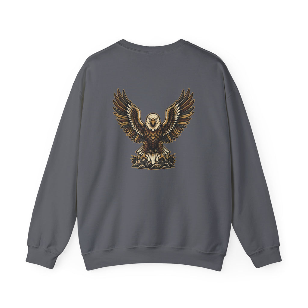 Eagle Graphic Crewneck Sweatshirt — Vintage Bald Eagle Wings Design