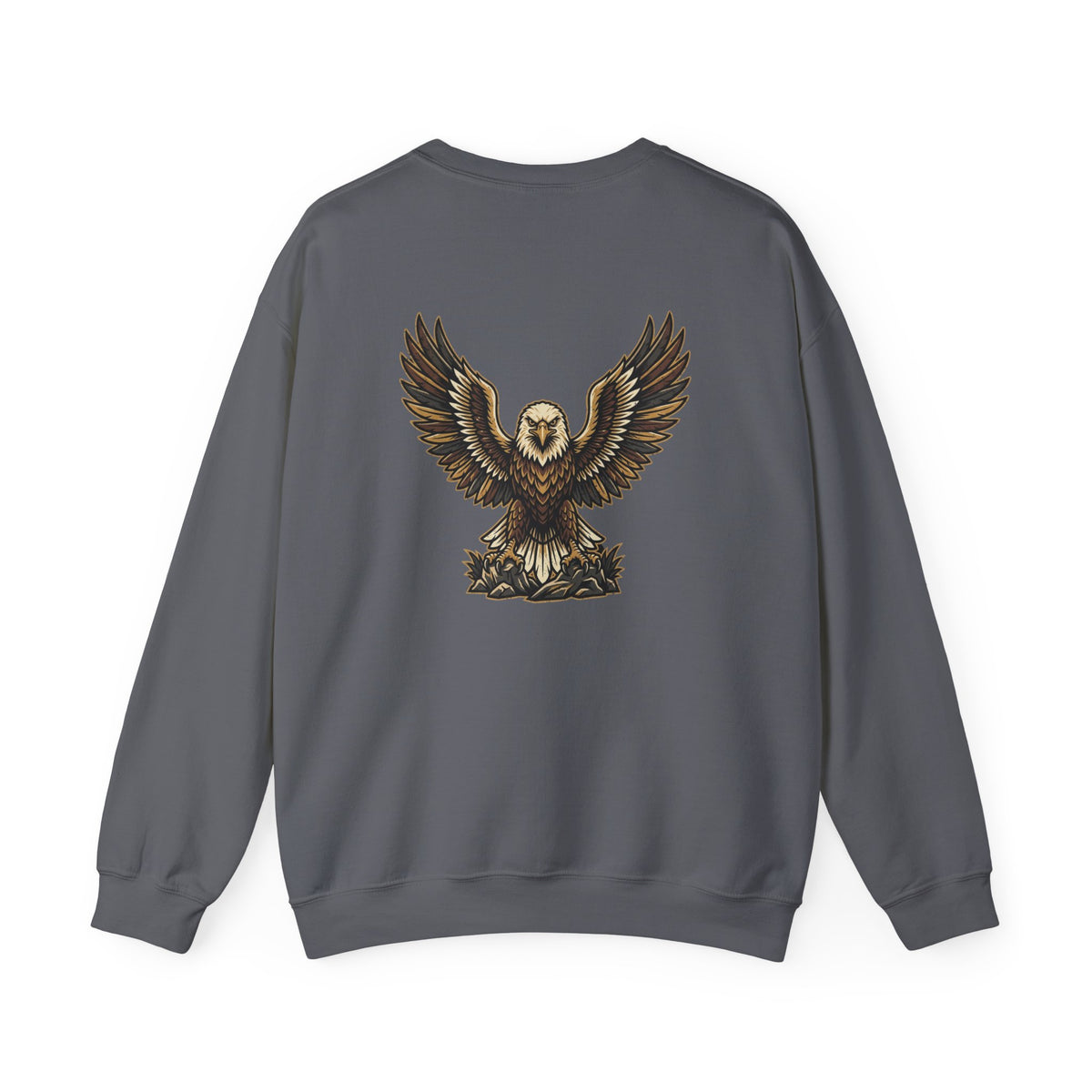 Eagle Graphic Crewneck Sweatshirt — Vintage Bald Eagle Wings Design