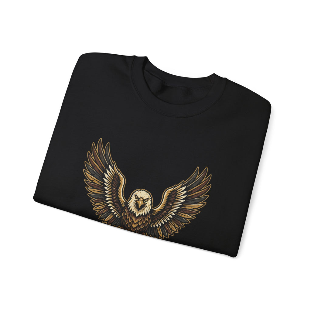 Eagle Graphic Crewneck Sweatshirt — Vintage Bald Eagle Wings Design