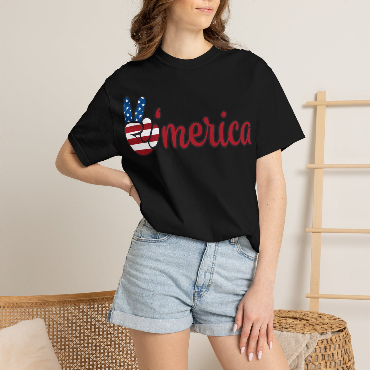 'Merica Flag Peace Sign T-Shirt — Patriotic USA 4th of July Tee