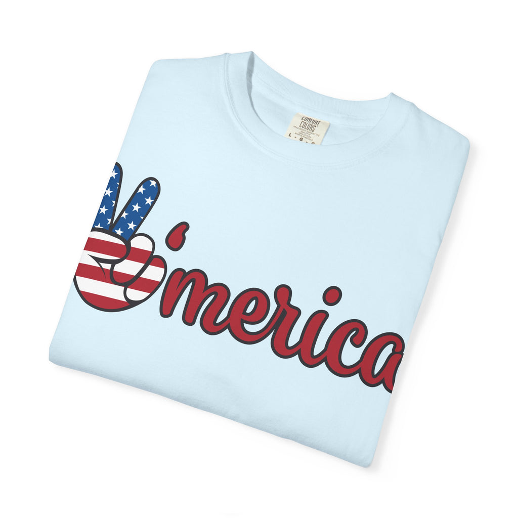 'Merica Flag Peace Sign T-Shirt — Patriotic USA 4th of July Tee