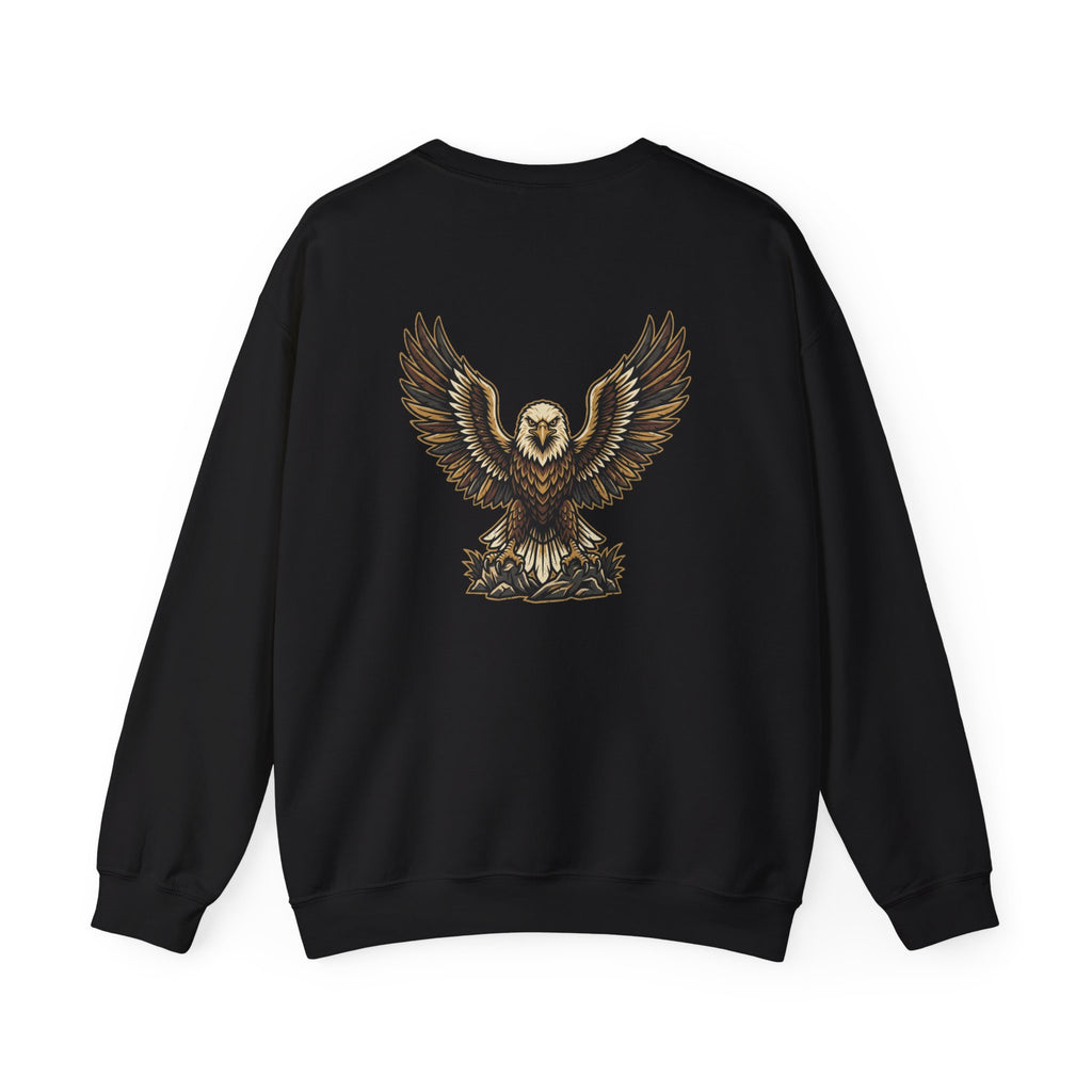 Eagle Graphic Crewneck Sweatshirt — Vintage Bald Eagle Wings Design