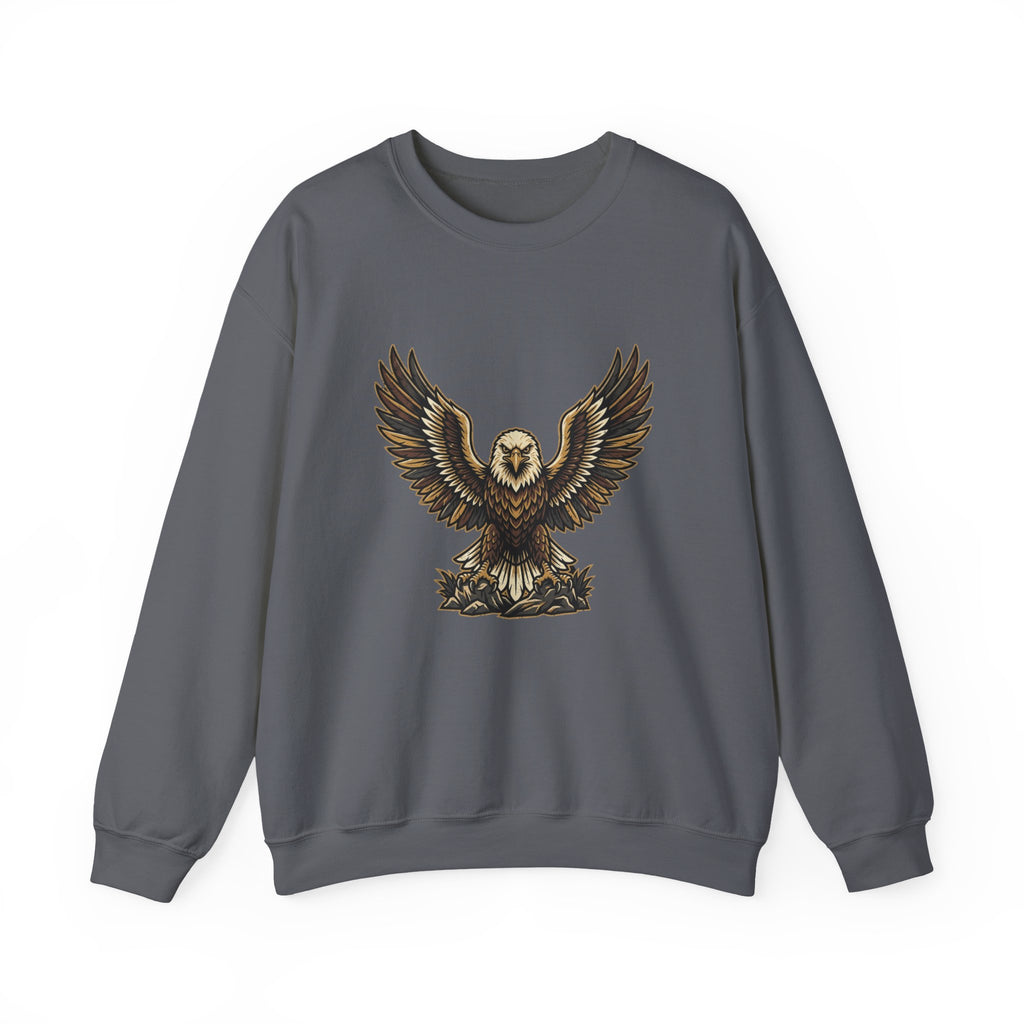 Eagle Graphic Crewneck Sweatshirt — Vintage Bald Eagle Wings Design