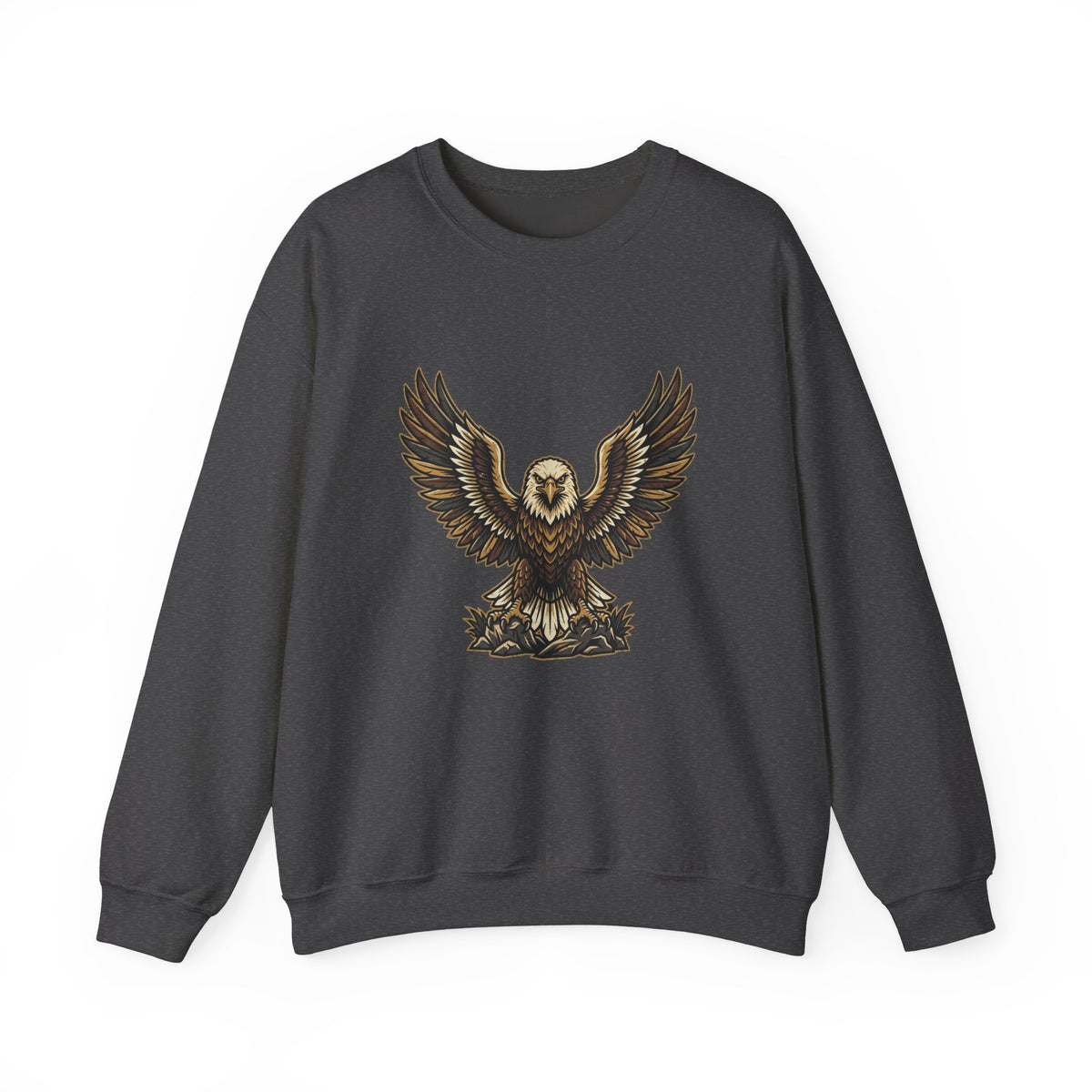 Eagle Graphic Crewneck Sweatshirt — Vintage Bald Eagle Wings Design