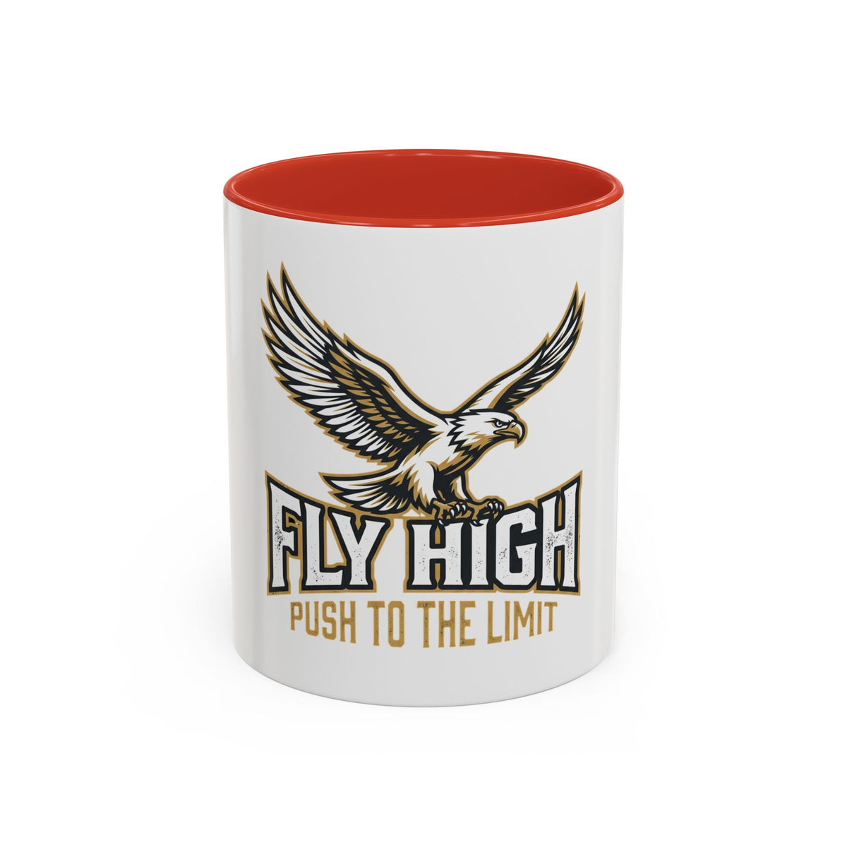 Fly High Eagle Coffee Mug – 'Fly High, Push to the Limit' Motivational Accent Mug (11/15oz)