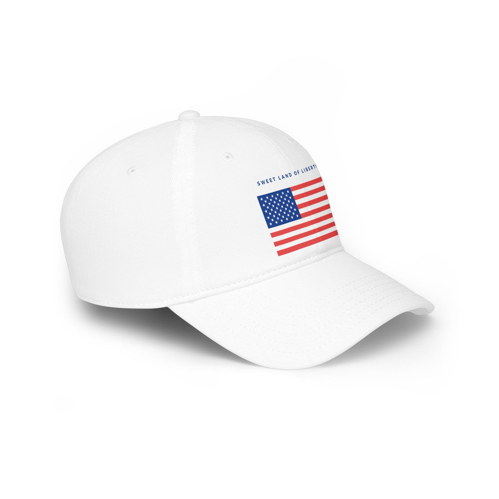 American Flag Low Profile Baseball Cap — "Sweet Land of Liberty" Patriotic Hat