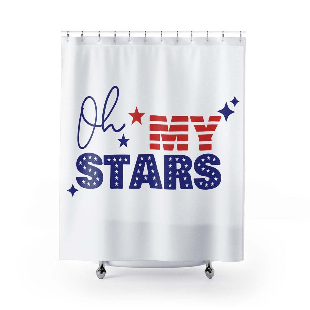 Oh My Stars Shower Curtain – Patriotic Red, White & Blue Bathroom Decor