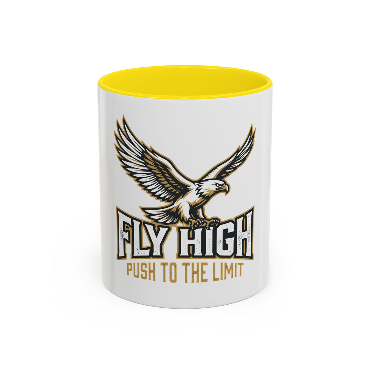 Fly High Eagle Coffee Mug – 'Fly High, Push to the Limit' Motivational Accent Mug (11/15oz)