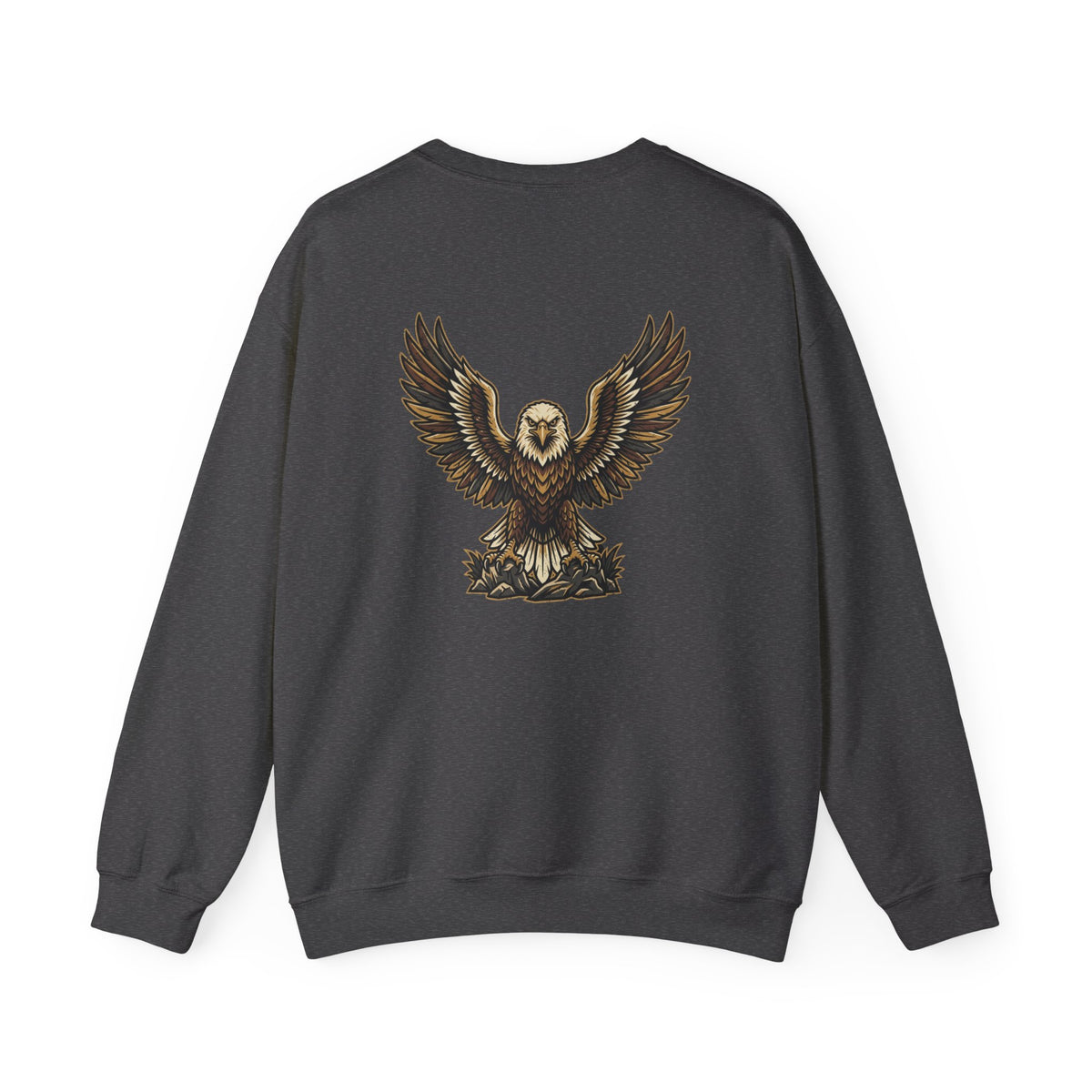 Eagle Graphic Crewneck Sweatshirt — Vintage Bald Eagle Wings Design