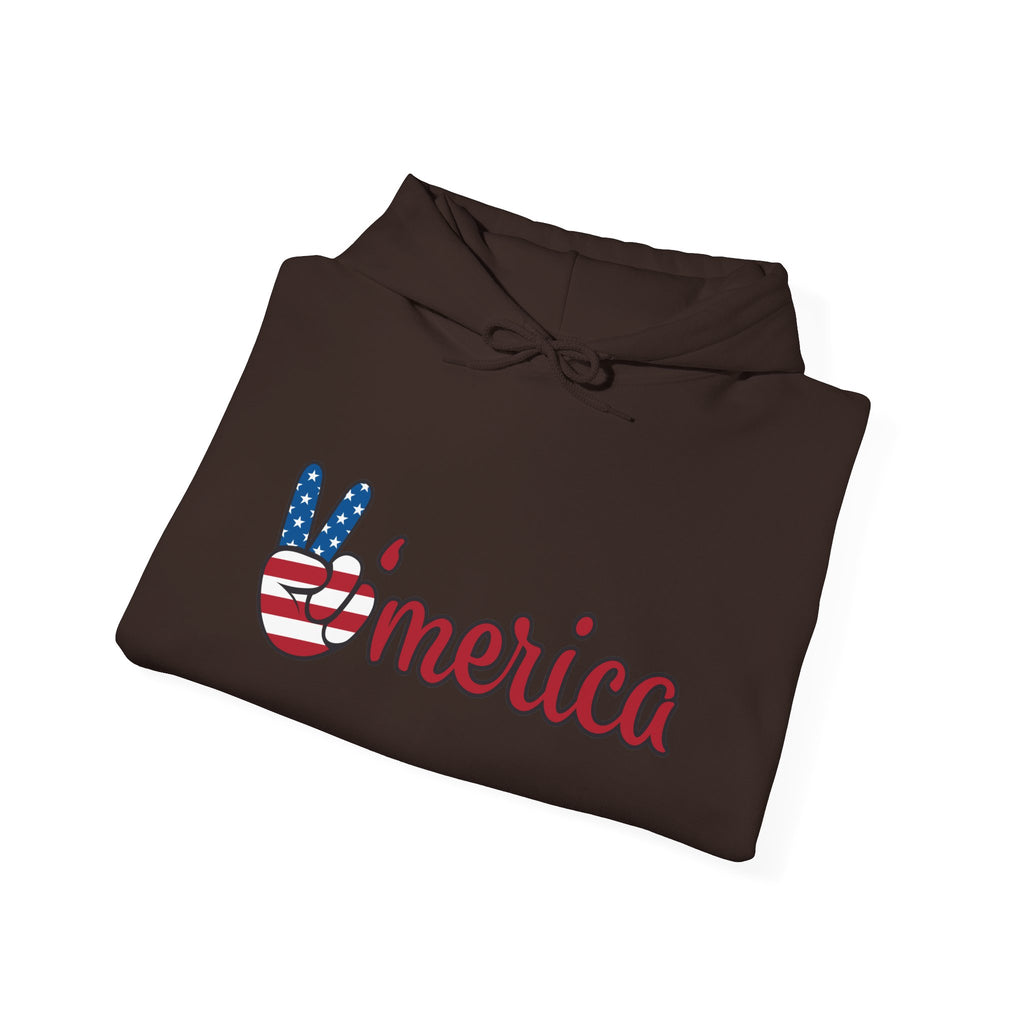 'Merica Peace Sign Hoodie — Patriotic American Flag Sweatshirt for 4th of July