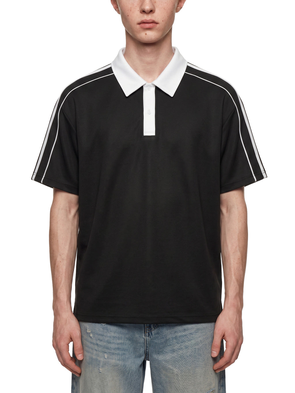 Contrast Collar Short-Sleeve Polo Shirt