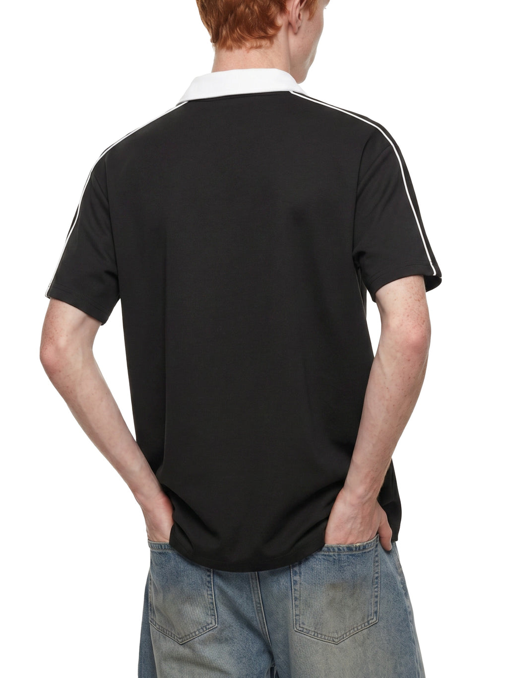 Contrast Collar Short-Sleeve Polo Shirt